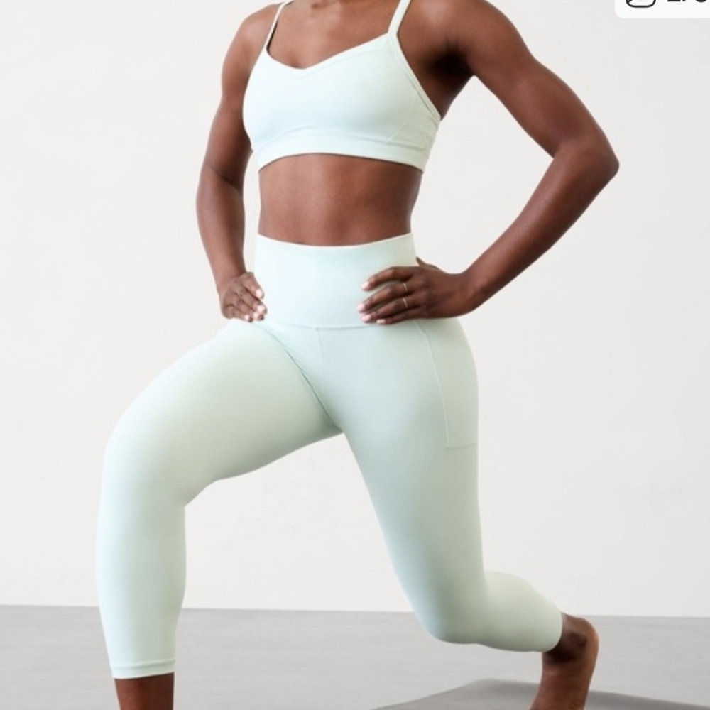 Athleta Salutation Stash 7/8 Light Mint Leggings / Tight Size S - Picture 2 of 5